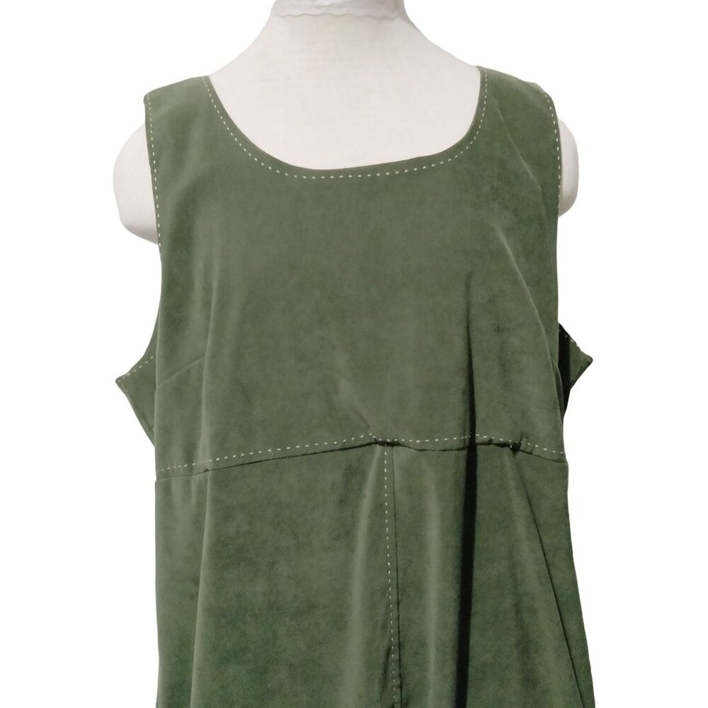 White Stag Size XL (16/18) Dress Sleeveless Back Zip & Slit Olive Green - Picture 3 of 7